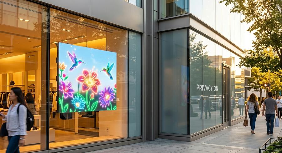 INWIXA P10 LED film on glass door display