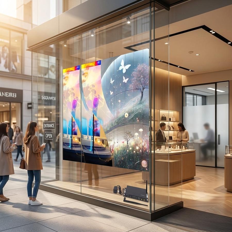 Transparent LED film for retail windows guide